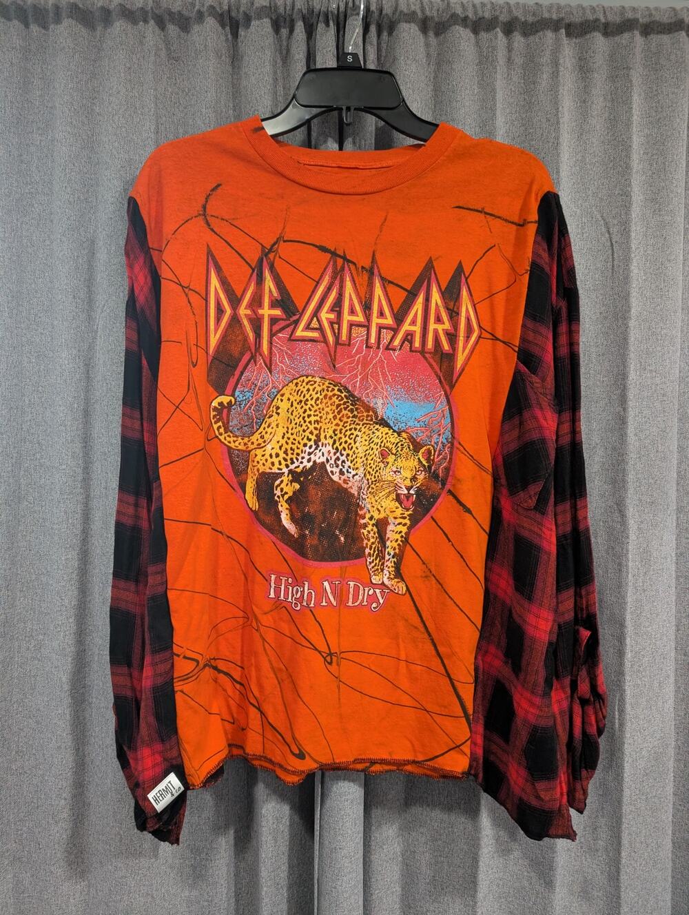 Upcycled Flannel Mash Up Top - Def Leppard High n Dry